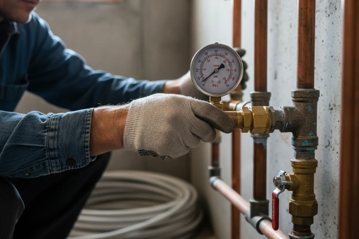 Pressure testing a repaired line during Water Line Repair in Tellico Plains
